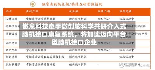 傲意科技牵手微创脑科学共研介入式脑机接口康复系统，将加速迈向平台型脑机接口企业-第2张图片