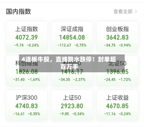 4连板牛股	，直线跳水跌停！封单超百万手-第2张图片