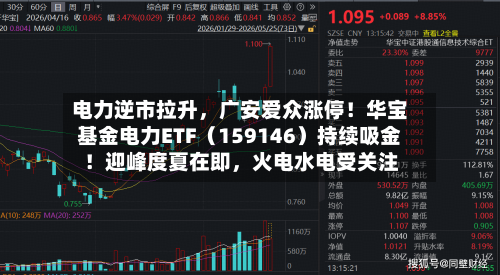 电力逆市拉升，广安爱众涨停！华宝基金电力ETF（159146）持续吸金！迎峰度夏在即，火电水电受关注-第2张图片