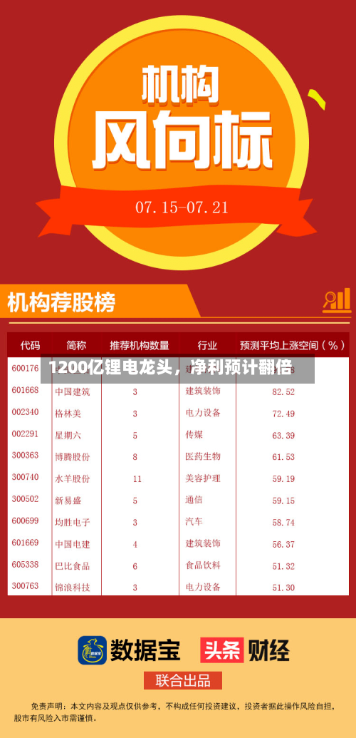 1200亿锂电龙头，净利预计翻倍-第2张图片