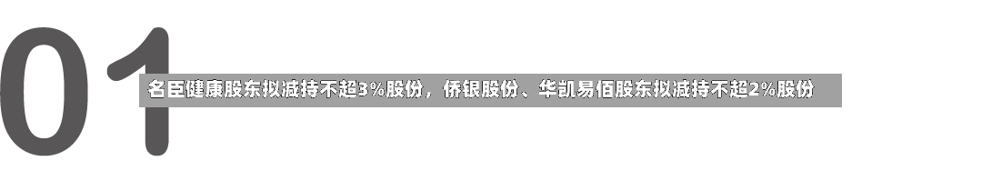 名臣健康股东拟减持不超3%股份	，侨银股份	、华凯易佰股东拟减持不超2%股份-第2张图片