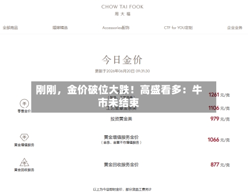 刚刚，金价破位大跌！高盛看多：牛市未结束-第2张图片