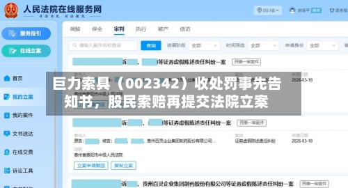 巨力索具（002342）收处罚事先告知书	，股民索赔再提交法院立案-第2张图片