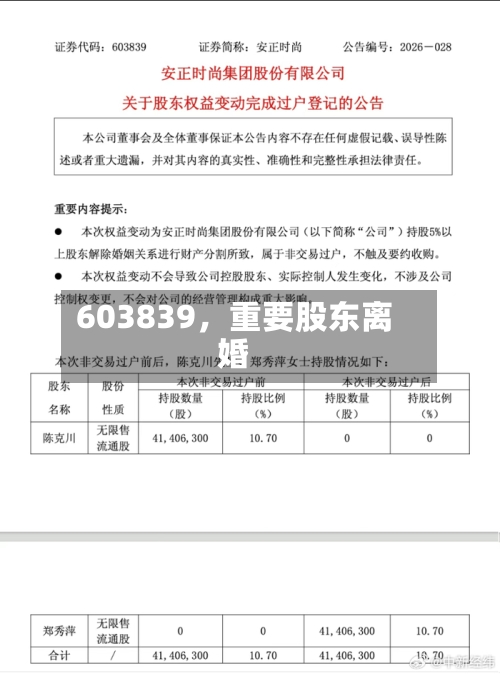 603839，重要股东离婚-第2张图片