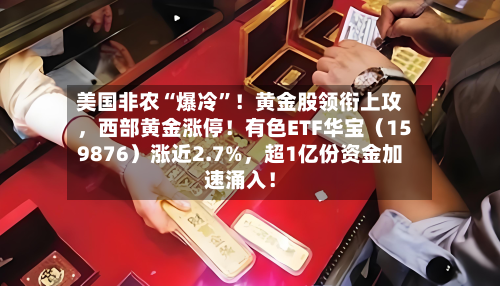 美国非农“爆冷”！黄金股领衔上攻，西部黄金涨停！有色ETF华宝（159876）涨近2.7%，超1亿份资金加速涌入！-第3张图片