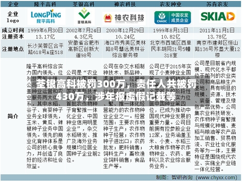 荃银高科被罚300万	，责任人共被罚430万，涉年报虚假记载等-第2张图片