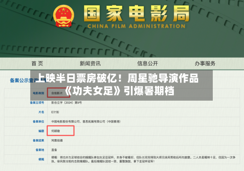 上映半日票房破亿!周星驰导演作品《功夫女足》引爆暑期档