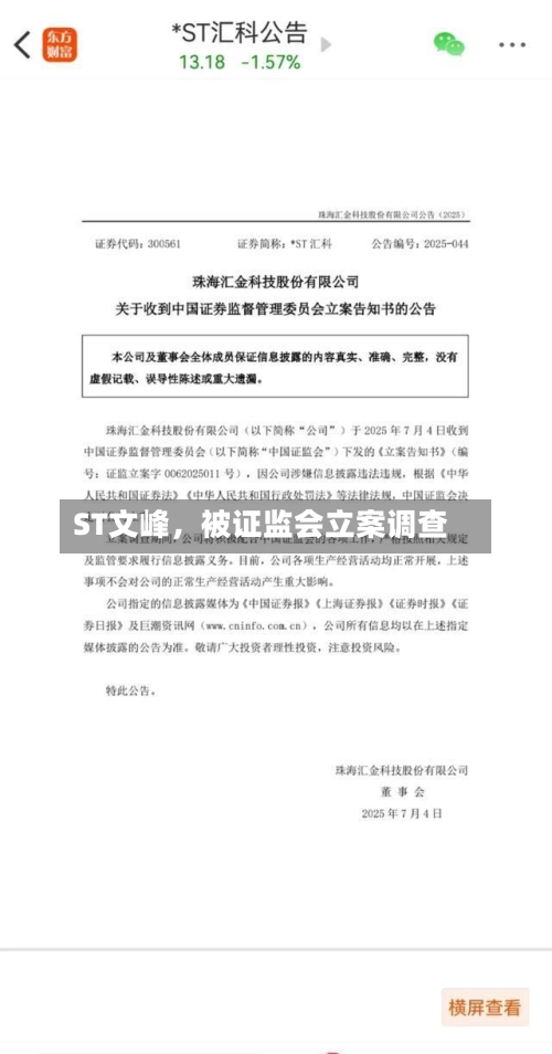 ST文峰，被证监会立案调查-第3张图片