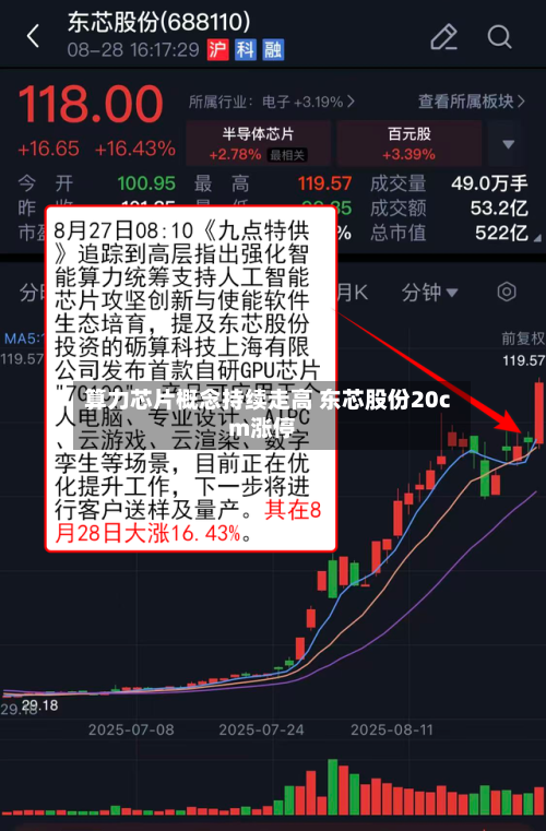 算力芯片概念持续走高 东芯股份20cm涨停