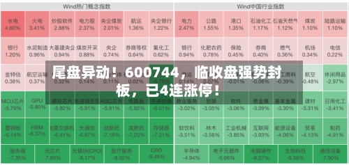 尾盘异动！600744，临收盘强势封板，已4连涨停！-第3张图片