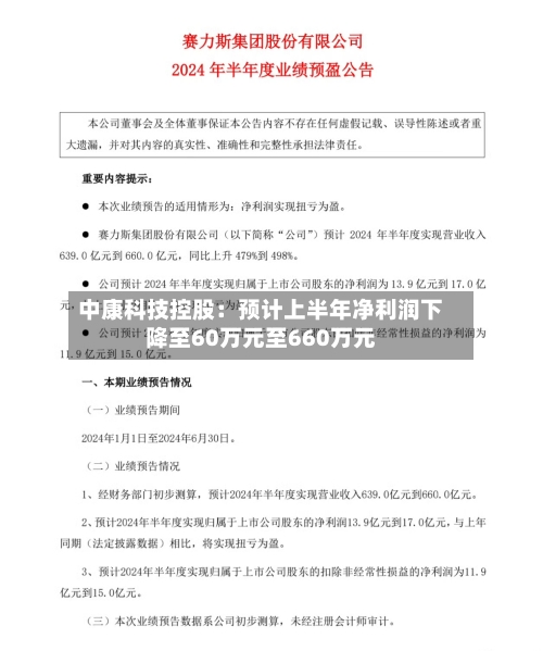 中康科技控股:预计上半年净利润下降至60万元至660万元-第2张图片