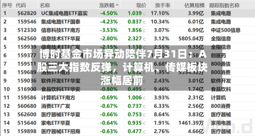 博时基金市场异动陪伴7月31日：A股三大指数反弹，计算机	、传媒板块涨幅居前-第2张图片