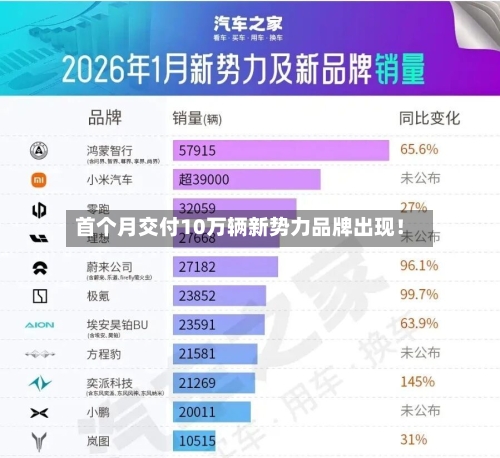 首个月交付10万辆新势力品牌出现！