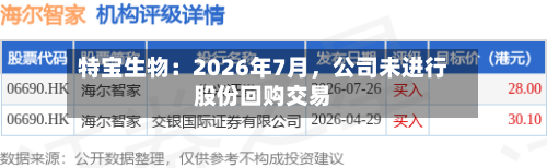 特宝生物：2026年7月，公司未进行股份回购交易-第1张图片
