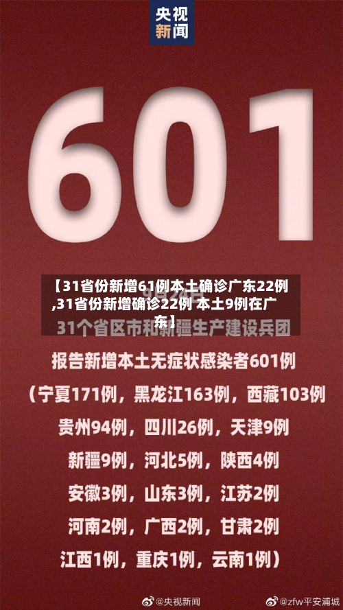 【31省份新增61例本土确诊广东22例,31省份新增确诊22例 本土9例在广东】