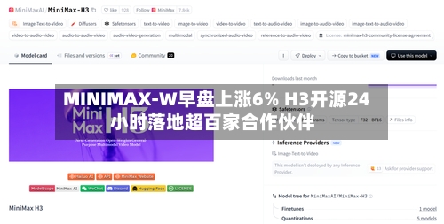 MINIMAX-W早盘上涨6% H3开源24小时落地超百家合作伙伴-第2张图片